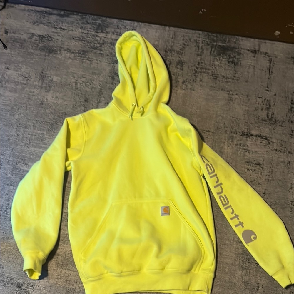 Carhartt Men's Yellow Hoodie loose fit S